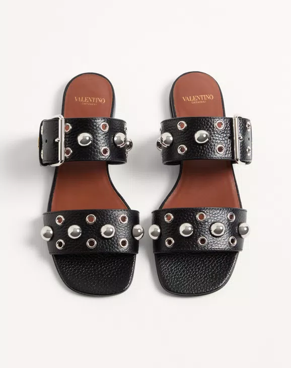 Valentino Nellcôte Slide Sandal In Grainy Calfskin - Image 5